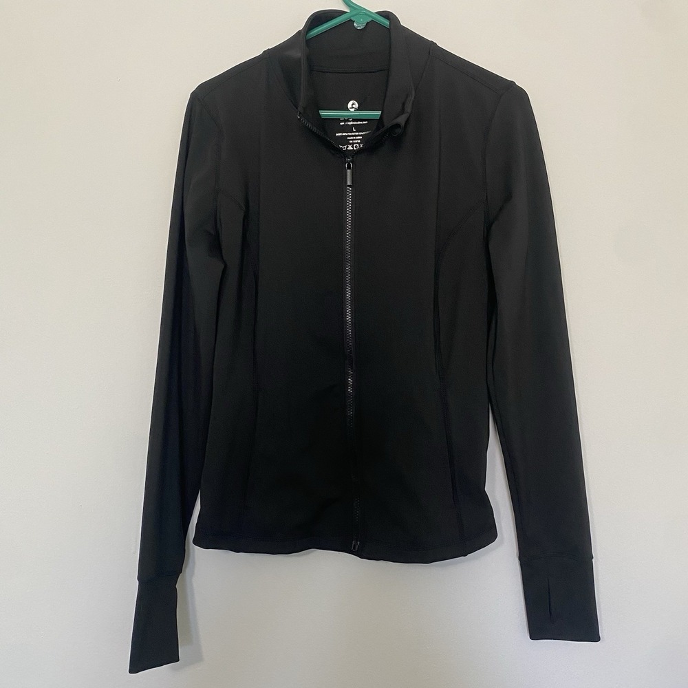 Athletic Women Jacket Leg End Active Zip Up Jacket Size L Running Compression